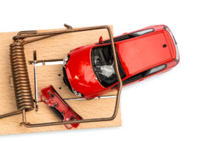 model car in a mousetrap